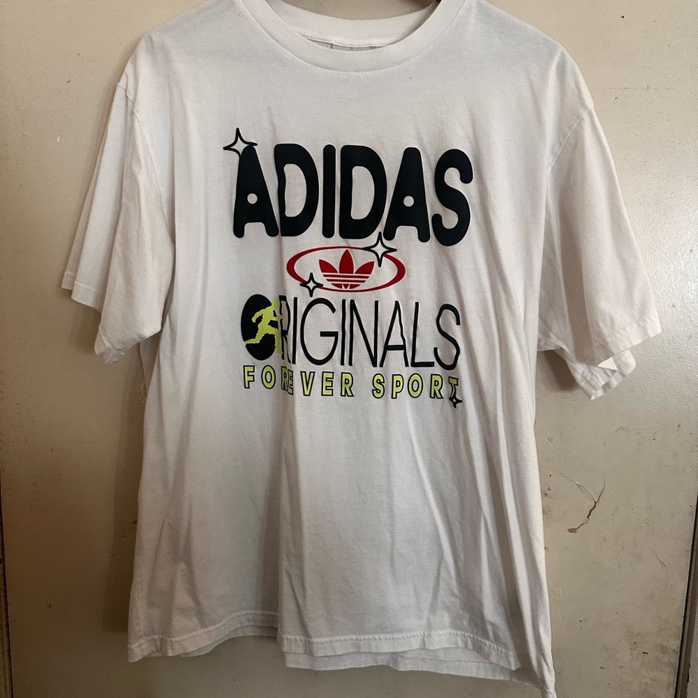 Adidas White Tee with Black Logo